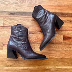 Emanuele Crasto Western Cowboy Mule Made In Italy EU 39 Heeled Boots Dark Brown